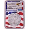 Image 1 : 2019-W $1 Proof American Silver Eagle Coin NGC PF70 Ultra Cameo Congratulations Flag