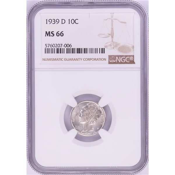 1939-D Mercury Dime Coin NGC MS66