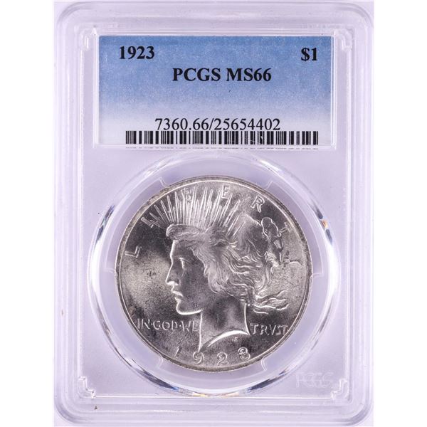 1923 $1 Peace Silver Dollar Coin PCGS MS66