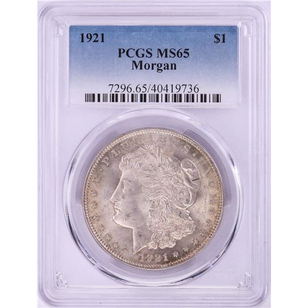 1921 $1 Morgan Silver Dollar Coin PCGS MS65