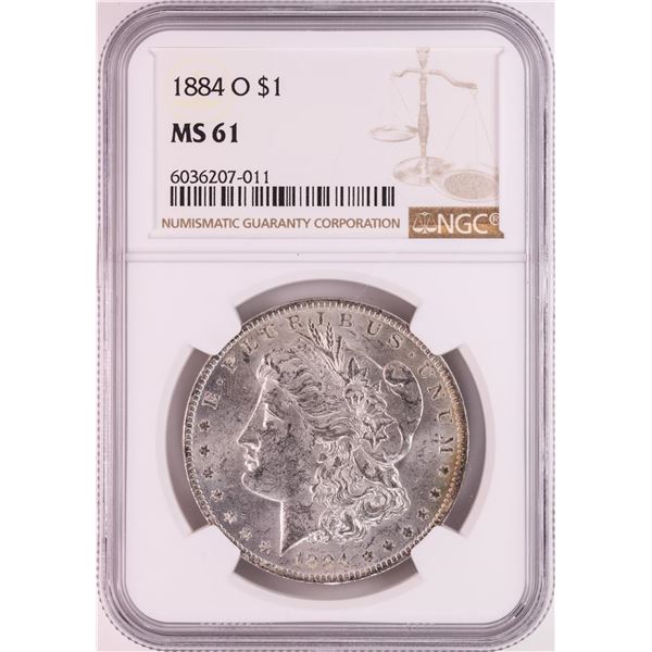 1884-O $1 Morgan Silver Dollar Coin NGC MS61 Great Toning