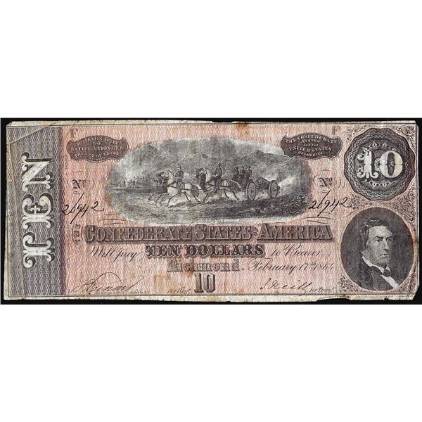 1864 $10 Confederate States of America Note