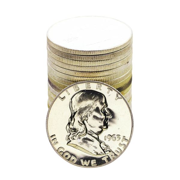 Roll of (20) Proof 1963 Franklin Half Dollar Coins