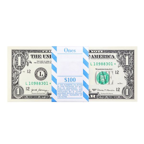 Pack of (100) Consecutive 2013 $1 Federal Reserve STAR Notes San Francisco