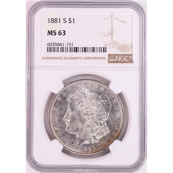 1881-S $1 Morgan Silver Dollar Coin NGC MS63 Nice Toning