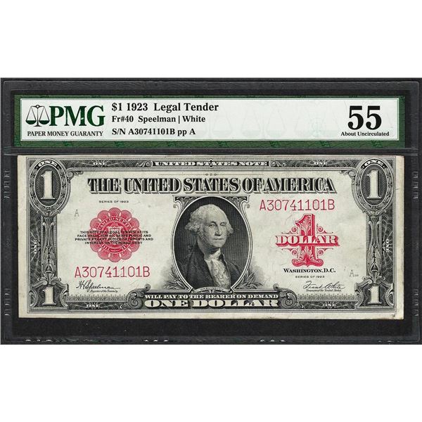 1923 $1 Legal Tender Note Fr.40 PMG About Uncirculated 55