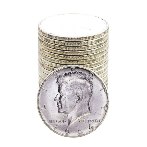 Roll of (20) Brilliant Uncirculated 1964 Kennedy Half Dollar Coins