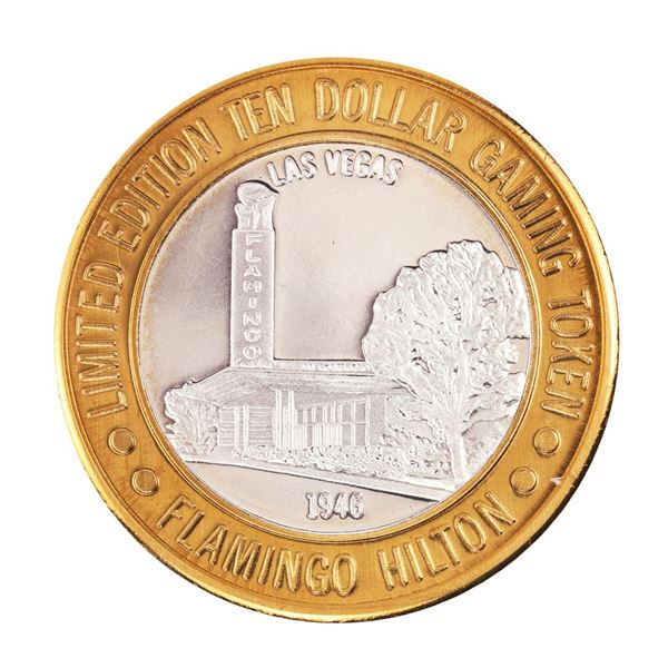 .999 Silver Flamingo Hilton Las Vegas, Nevada $10 Casino Limited Edition Gaming Token