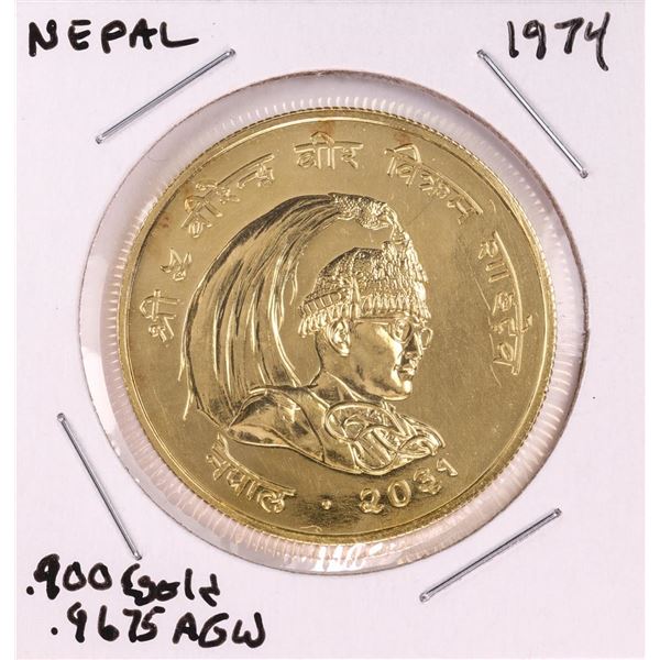 1974 Nepal 1000 Rupee Conservation Rhinoceros Gold Coin