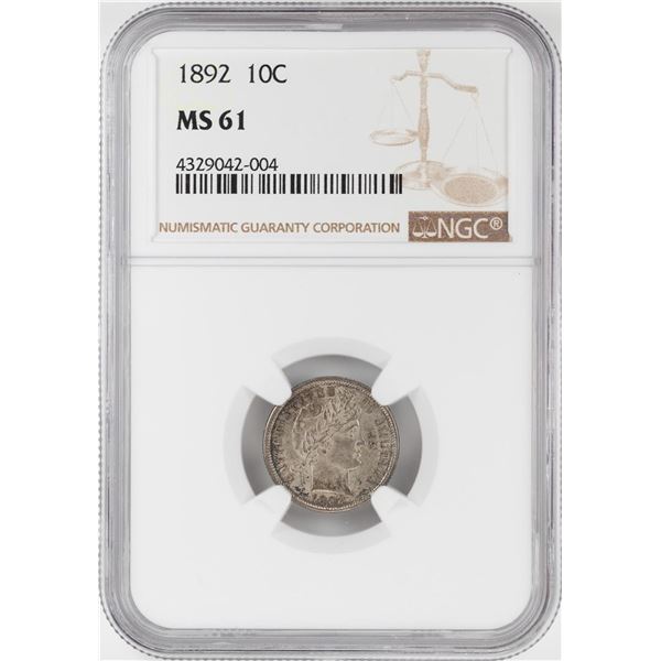 1892 Barber Dime Coin NGC MS61