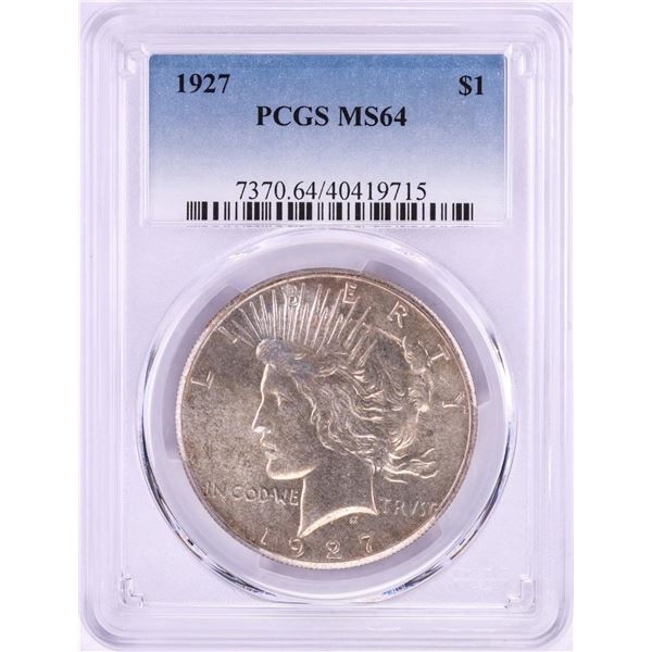 1927 $1 Peace Silver Dollar Coin PCGS MS64