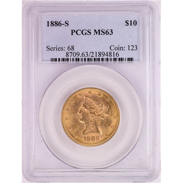1886-S $10 Liberty Head Eagle Gold Coin PCGS MS63