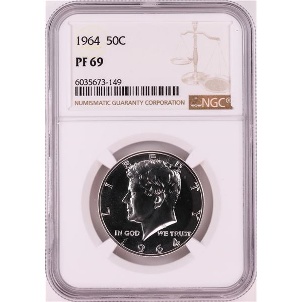 1964 Proof Kennedy Half Dollar Coin NGC PF69