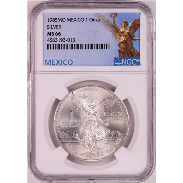 1985Mo Mexico 1 Onza Libertad Silver Coin NGC MS66
