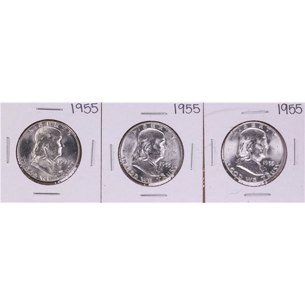 Lot of (3) 1955 Franklin Half Dollar Coins