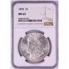 Image 1 : 1896 $1 Morgan Silver Dollar Coin NGC MS63