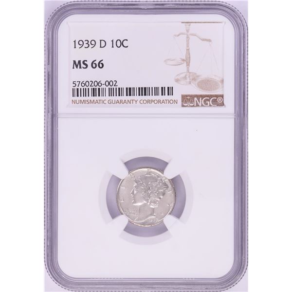 1939-D Mercury Dime Coin NGC MS66