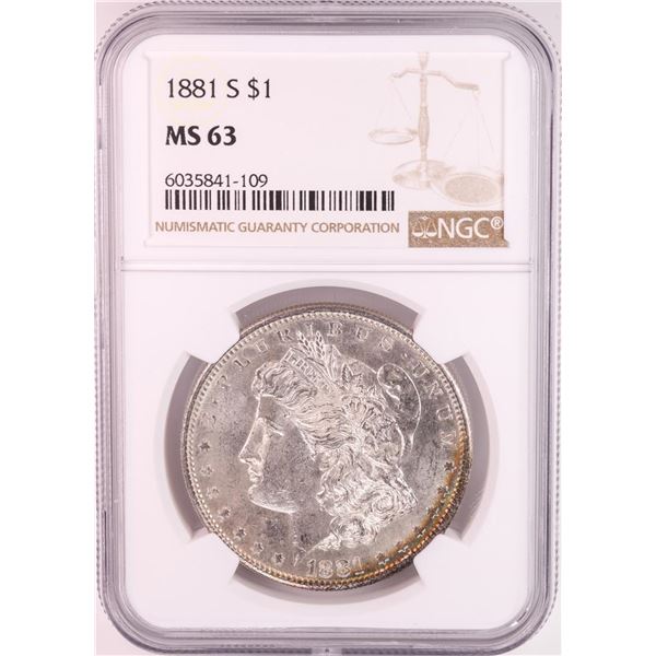 1881-S $1 Morgan Silver Dollar Coin NGC MS63 Nice Toning