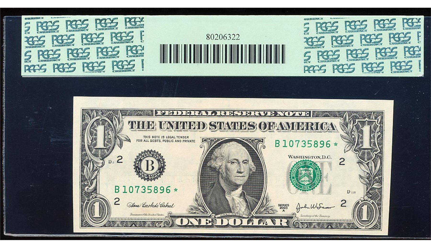 2003A $1 Federal Reserve STAR Note Type II Inverted Back ERROR PCGS Gem ...