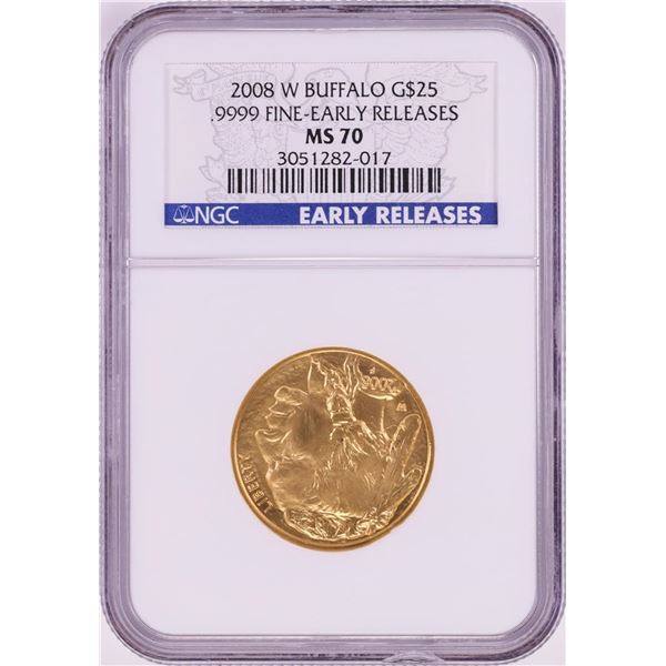 2008-W $25 American Buffalo Gold Coin NGC MS70 Early Releases