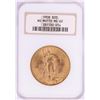 Image 1 : 1908 No Motto $20 St. Gaudens Double Eagle Gold Coin NGC MS62