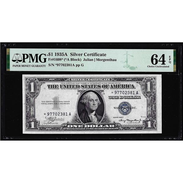 1935A $1 Silver Certificate STAR Note Fr.1608* PMG Choice Uncirculated 64EPQ