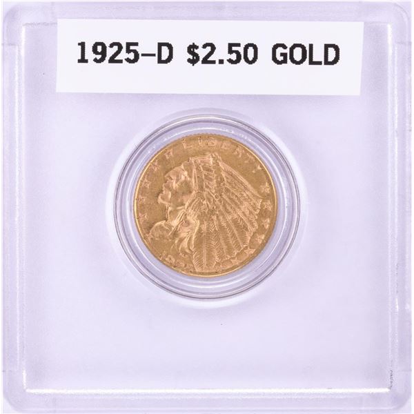 1925-D $2 1/2 Indian Head Quarter Eagle Gold Coin