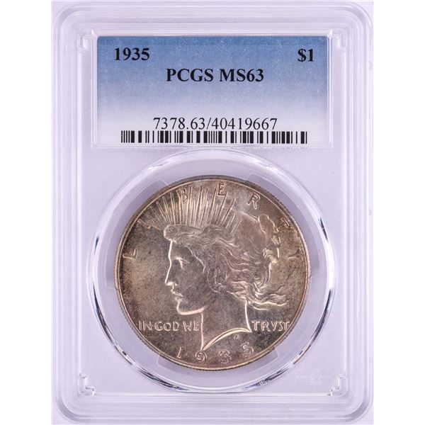 1935 $1 Peace Silver Dollar Coin PCGS MS63