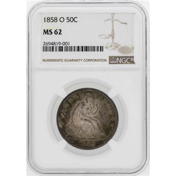 1858-O Seated Liberty Half Dollar Coin NGC MS62