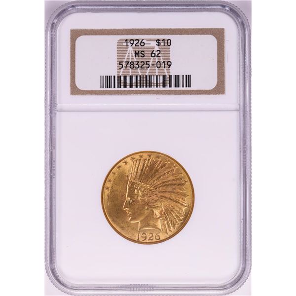 1926 $10 Indian Head Eagle Gold Coin NGC MS62