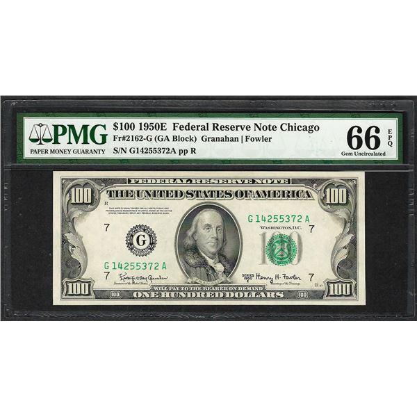 1950E $100 Federal Reserve Note Chicago Fr.2162-G PMG Gem Uncirculated 66EPQ