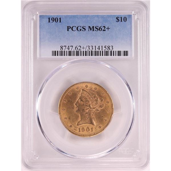 1901 $10 Liberty Head Eagle Gold Coin PCGS MS62+