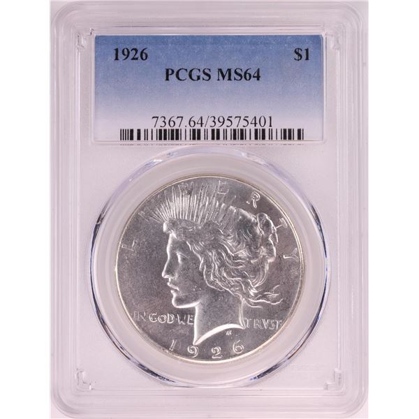 1926 $1 Peace Silver Dollar Coin PCGS MS64