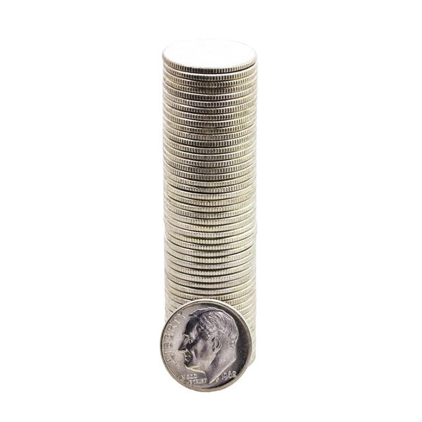 Roll of (50) Brilliant Uncirculated 1962-D Roosevelt Dime Coins