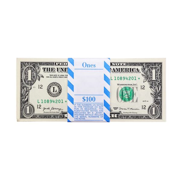 Pack of (100) Consecutive 2017 $1 Federal Reserve STAR Notes San Francisco