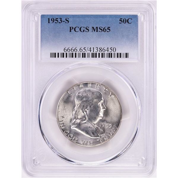 1953-S Franklin Half Dollar Coin PCGS MS65