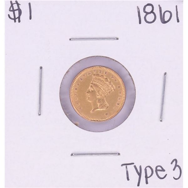1861 Type 3 $1 Liberty Head Gold Coin