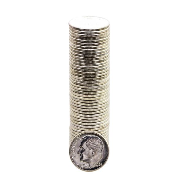 Roll of (50) Brilliant Uncirculated 1962-D Roosevelt Dime Coins