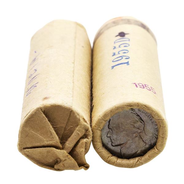 Lot of (2) Roll of (40) Brilliant Uncirculated 1955-D Jefferson Nickel Coins