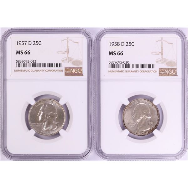 Lot of 1957-D & 1958-D Washington Quarter Coins NGC MS66