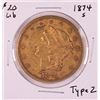 Image 1 : 1874-S Type 2 $20 Liberty Head Double Eagle Gold Coin