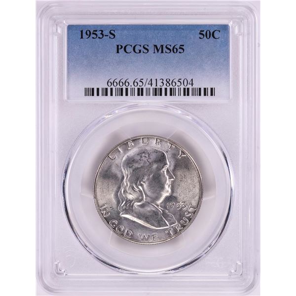 1953-S Franklin Half Dollar Coin PCGS MS65