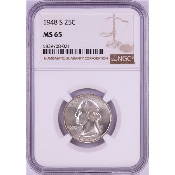 1948-S Washington Quarter Coin NGC MS65