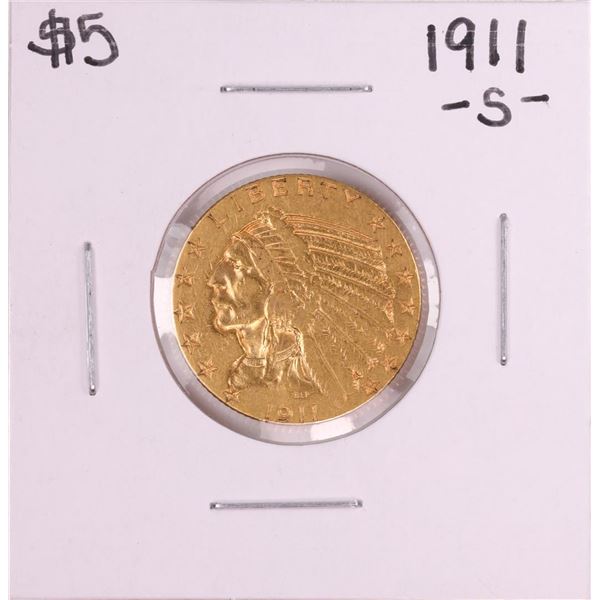 1911-S $5 Indian Head Half Eagle Gold Coin