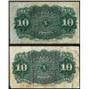 Image 2 : lot of (2) 1863 Ten Cents Fourth Issue Fractional Currency Notes