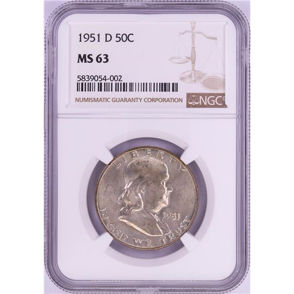 1951-D Franklin Half Dollar Coin NGC MS63