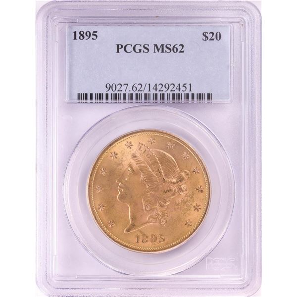 1895 $20 Liberty Head Double Eagle Gold Coin PCGS MS62