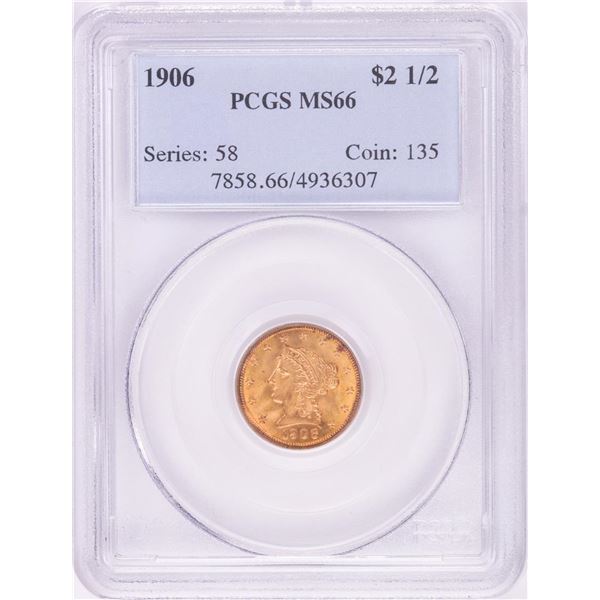 1906 $2 1/2 Liberty Head Quarter Eagle Gold Coin PCGS MS66
