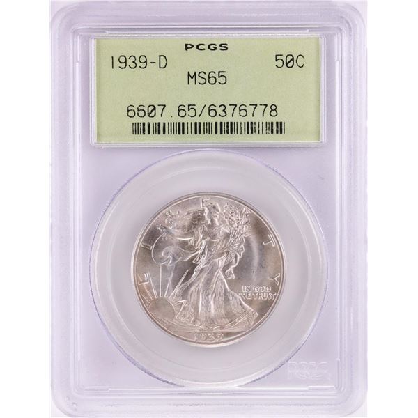 1939-D Walking Liberty Half Dollar Coin PCGS MS65 Old Green Holder