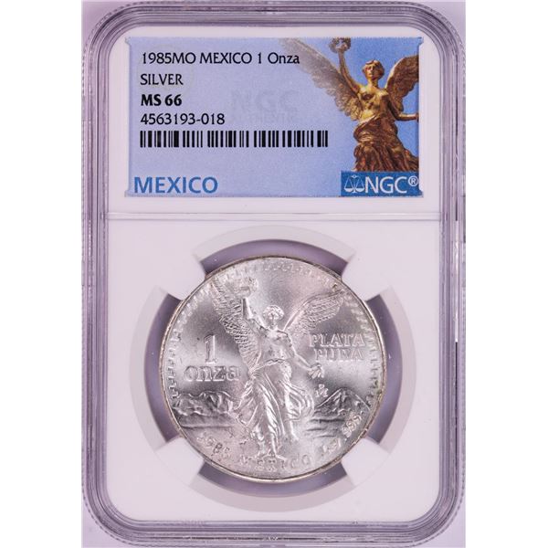 1985Mo Mexico 1 Onza Libertad Silver Coin NGC MS66